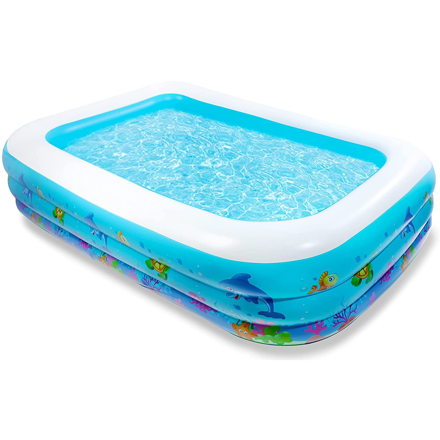 Inflatable Pool, Blow Up Kiddie Pool with Soft Bubble Bottom, 56''x42''x19'' Above Ground