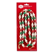Holiday Time Red, Cream, and Green Wood Bead Garland, 48"