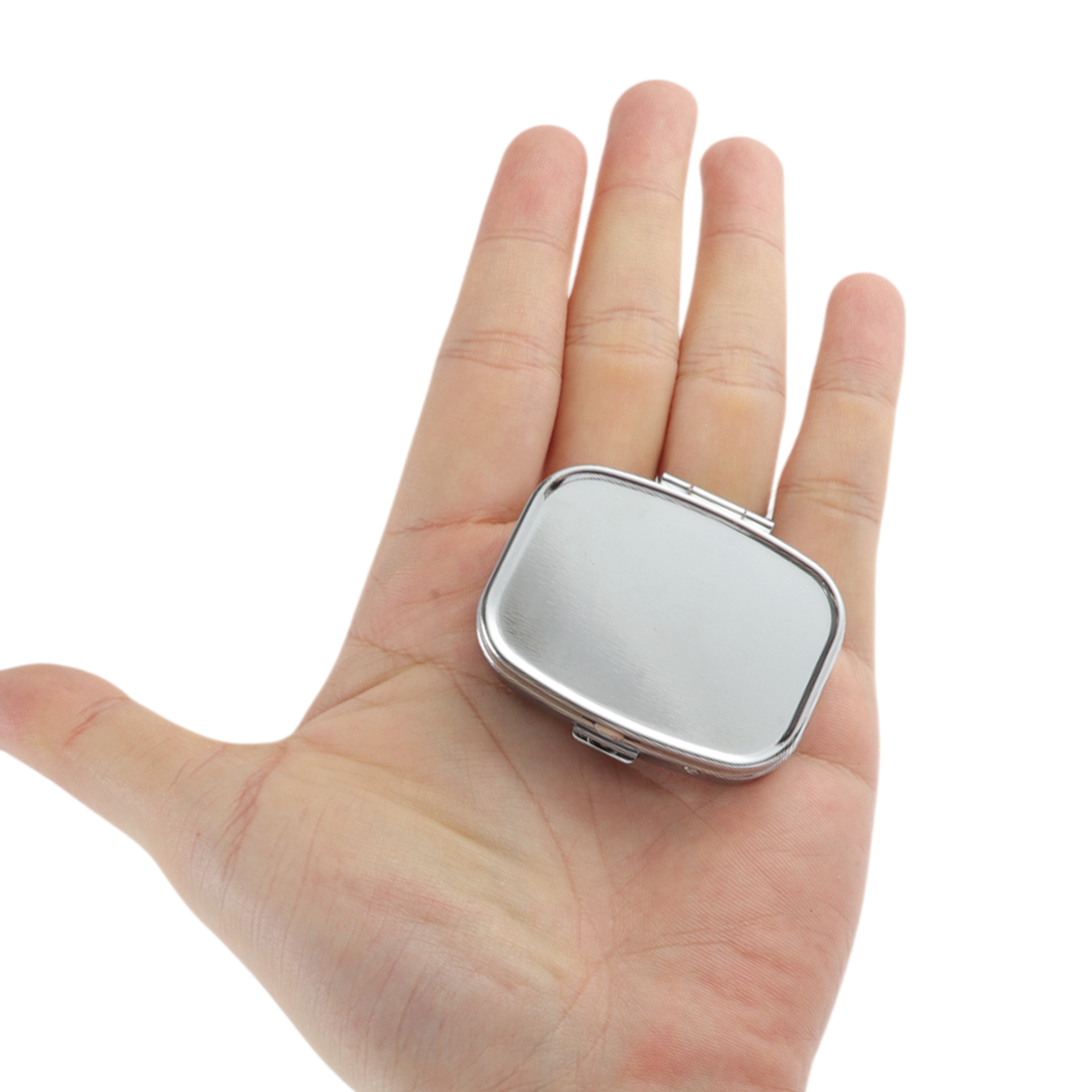 Unique Bargains 2 Compartments Pill Case Silver Tone 1 Pc [Square 2 Compartments]