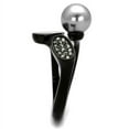 thumbnail image 4 of Luxe Jewelry Designs Women's Black IP Stainless Steel Ring with Gray Synthetic Pearl and Clear, 4 of 4