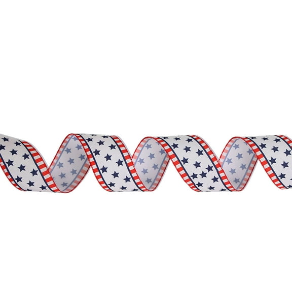 JoyMoreHome 4th of July Patriotic Ribbon Wired Edge Ribbon White Blue Red Decorative Crafts for Independence Day Memorial Day Gift Wrapping DIY Craft