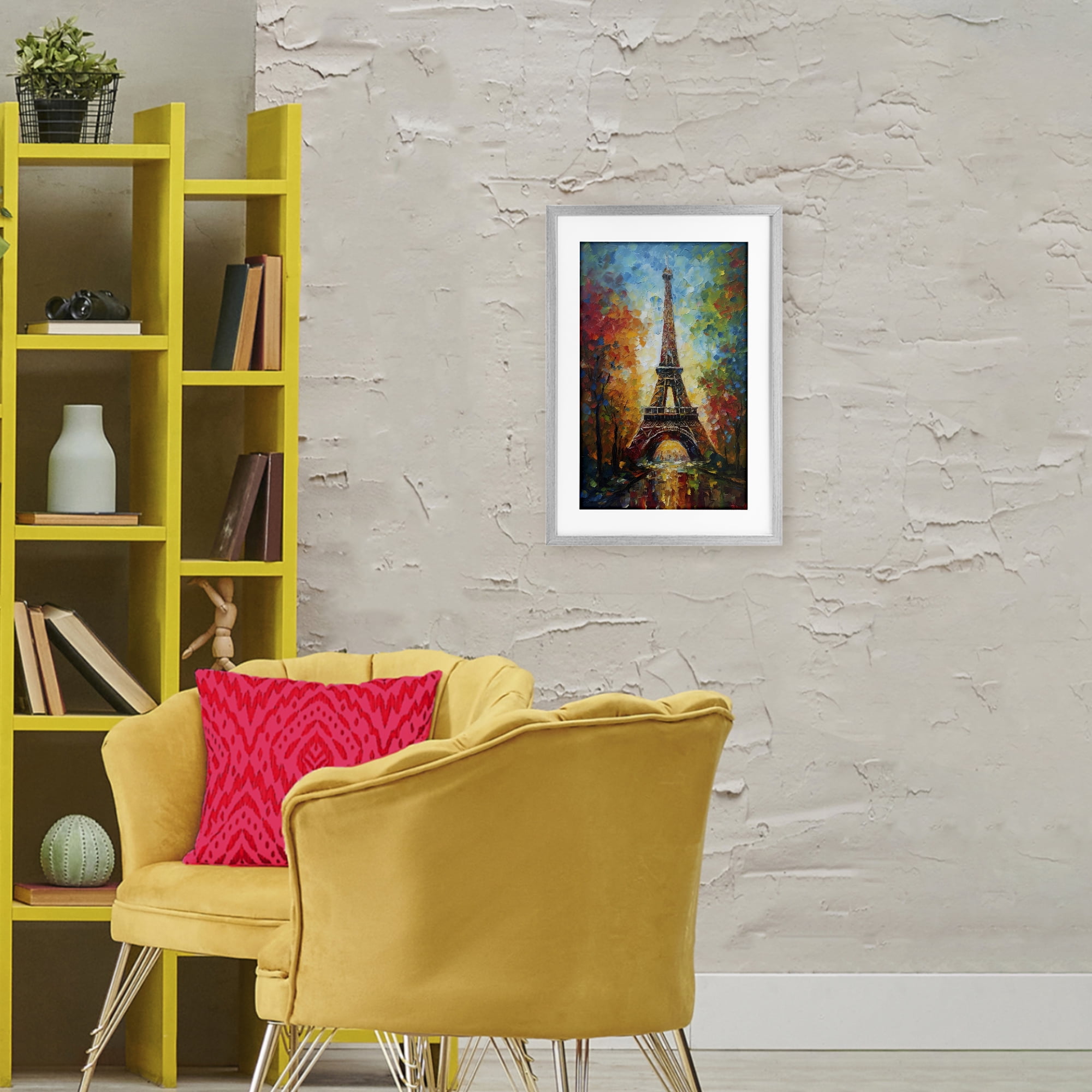 Stupell Industries Colorful Reflection at Eiffel Tower Gray Framed Print Under Glass, design by Creative Studio