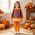 thumbnail image 2 of Ulanda Toddler Girls Ruffle Thanksgiving Outfit (Orange, 1-2 Years), 2 of 9