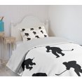 thumbnail image 4 of Ambesonne Hockey Quilted Bedspread Set 2 Pcs, Black Player Silhouettes, Twin Size, Black White, 4 of 6