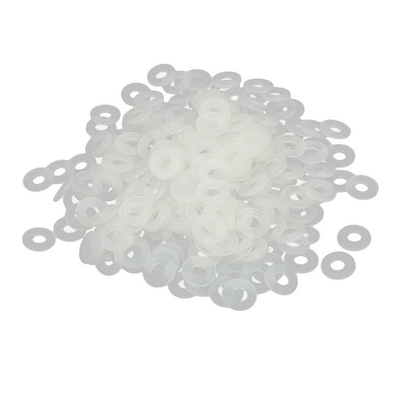Unique Bargains M4 x 9mm x 1mm Nylon Flat Insulating Washers Spacers Fastener White 300Pcs