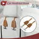 thumbnail image 2 of Ganchos para reposacabezas de coche de 2 piezas para bolsos y paraguas, organizador resistente de respaldo de asiento de coche de cuero sintético marrón claro, 2 of 7