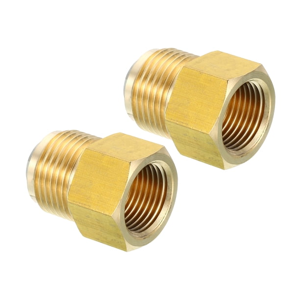 Uxcell 2 pcs Conector de flare SAE 45 Grados Adaptador de Latón Conector de Tubo de Flare 1/2" Hembra Flare x 5/8" Macho Flare