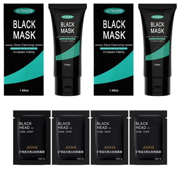 Charcoal Mask 2 Blackhead Remover Mask + 30 Pore Strips, Peel Off Face