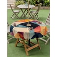 thumbnail image 5 of Outdoor Tablecloth with Umbrella Hole Zipper Orange Round Tablecloth 60" Waterproof Outside Table Cloth Geometric Abstract Retro Art Aesthetic Patio Table Cover Tablecloths for Picnic Party, 5 of 8