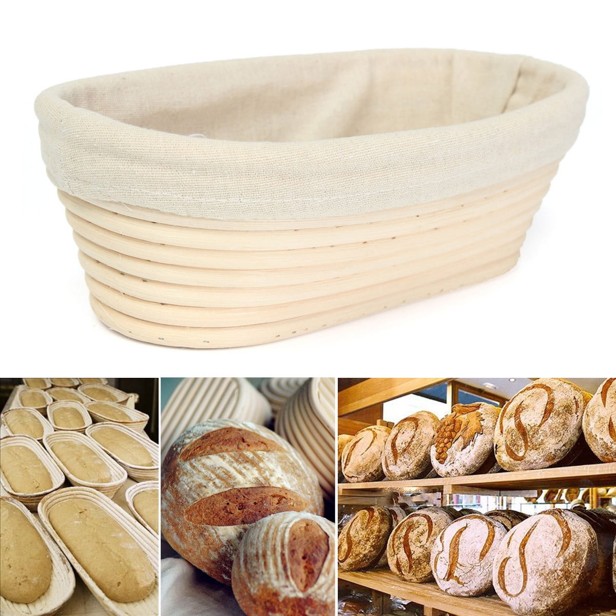 25cm Oval Rattan Cane Bread Proofing Liner Basket Durable for DIY