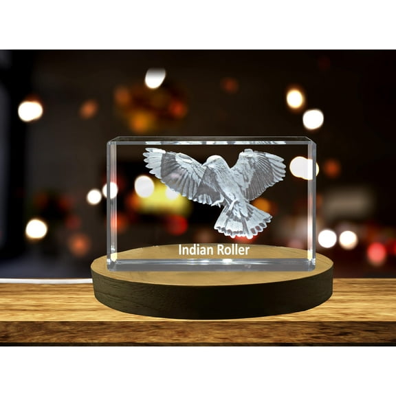 Indian Roller 3D Engraved Crystal 3D Engraved Crystal Keepsake/Gift/Decor/Collectible/Souvenir