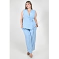 thumbnail image 4 of Set pantalon y blusa cruzada Roman Fashion /Tallas Extras, 4385 (Azul cielo) azul cielo 38, 4 of 6