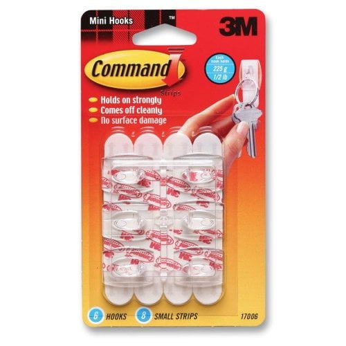 Command Mini Removable Hook, Sold as 6/PK. Command Mini Hooks offer a mounting solution that