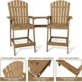 thumbnail image 4 of Ensemble de 2 Tabourets de Bar d'Extérieur Chaises Adirondack avec Plateau de Raccord pour Patio et Terrasse, 4 of 6