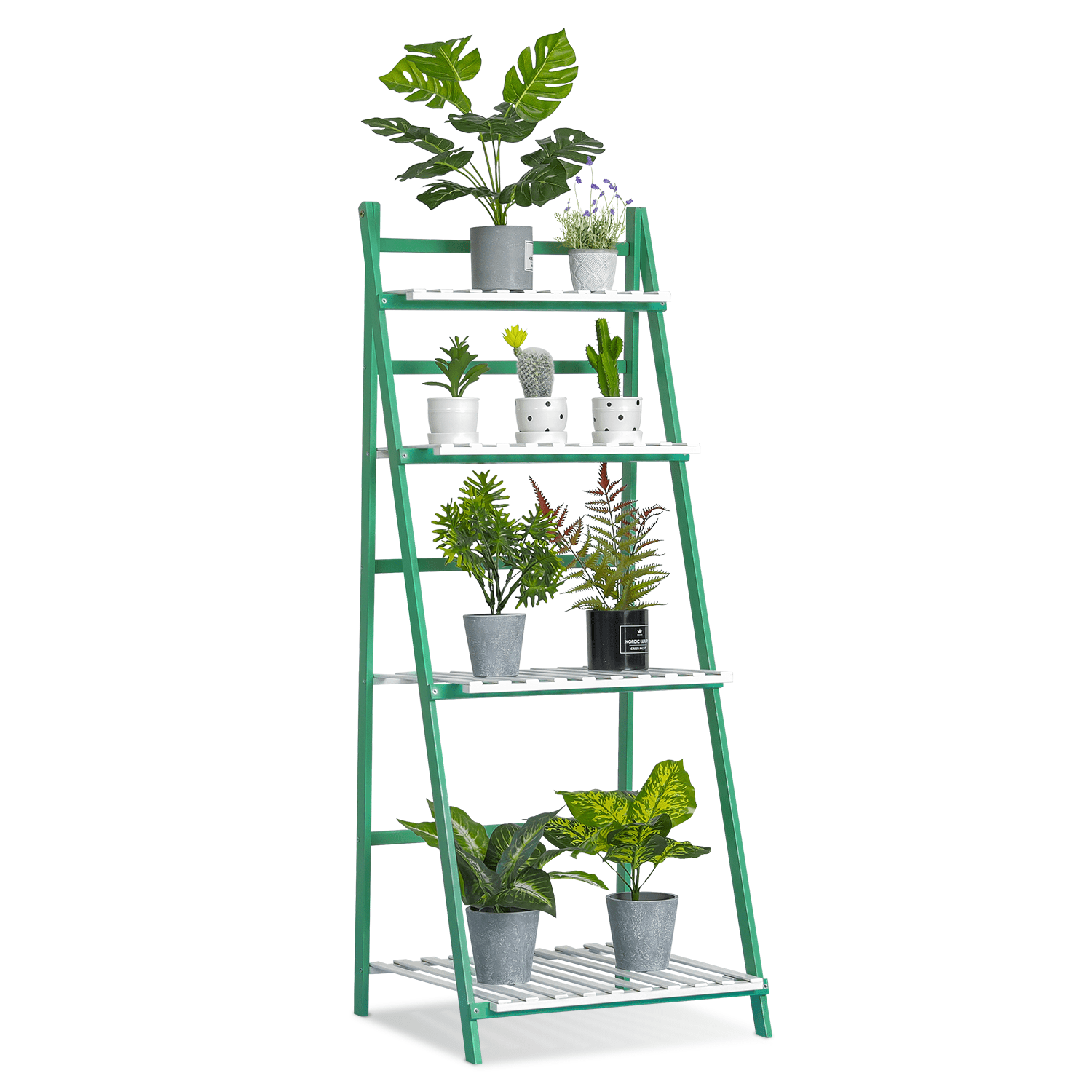 MoNiBloom Bamboo 4 Tiers Foldable Plant Stand, Flower Display Shelf