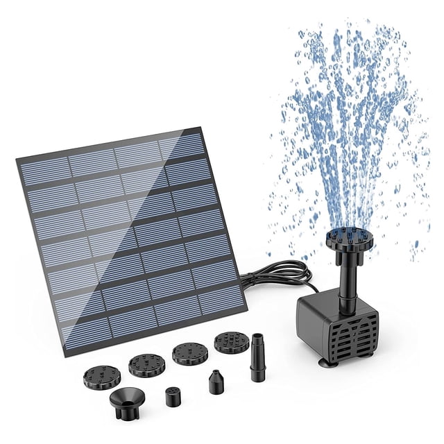 Solar Fountain Pump,with 6Nozzles And 4ft Water Pipe,Solar Powered Pump For Bird Bath,Pond,Garden And Other Places ,Multi-Install Methods