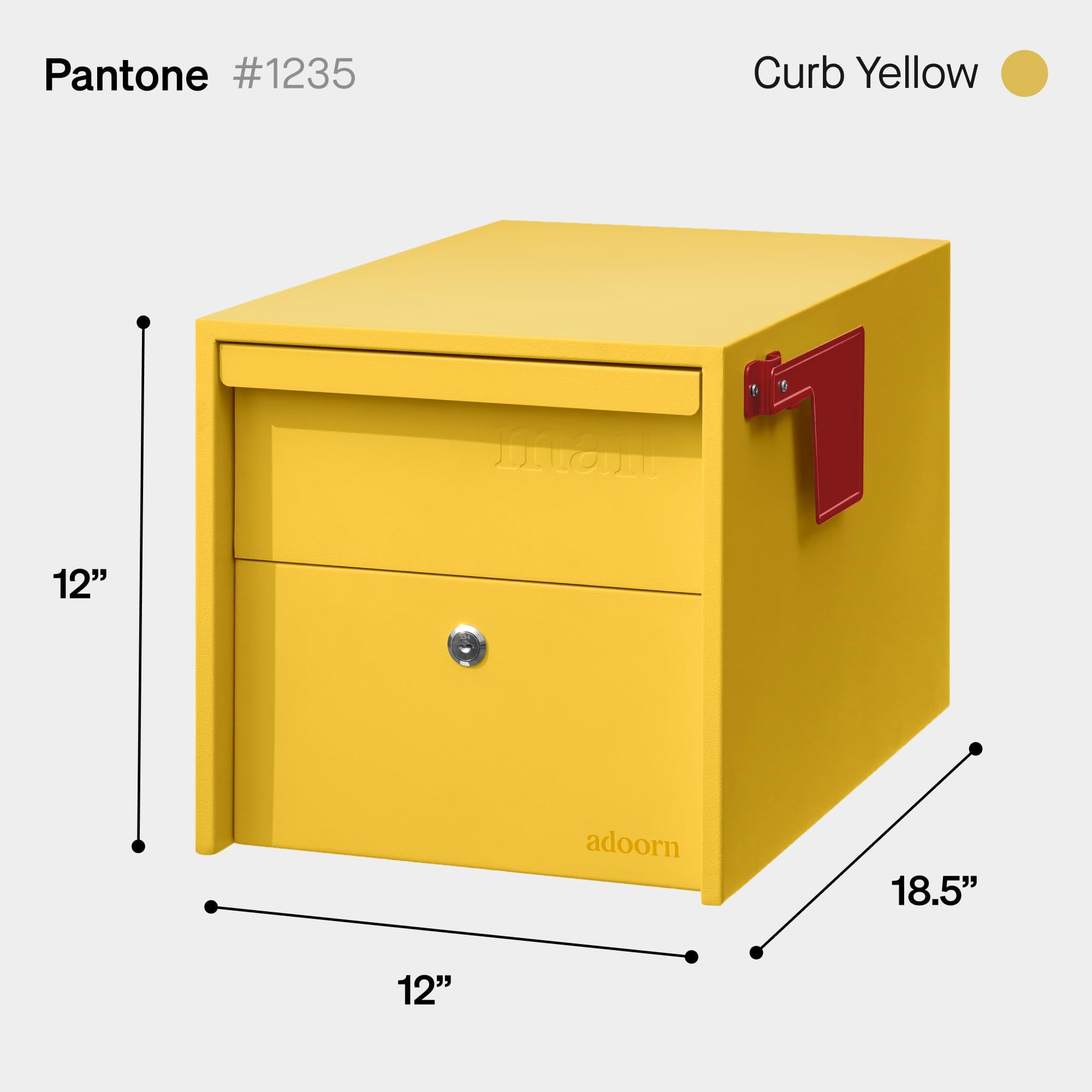 Adoorn Lockable Post Mount Mailbox | Small (Curb Yellow) Size 12 x 12 x 18.5 (HxWxD) Anti-Theft Locking Mailbox with 2 Keys, Modern Mailbox with Flag, Weatherproof Mailboxes for Outside