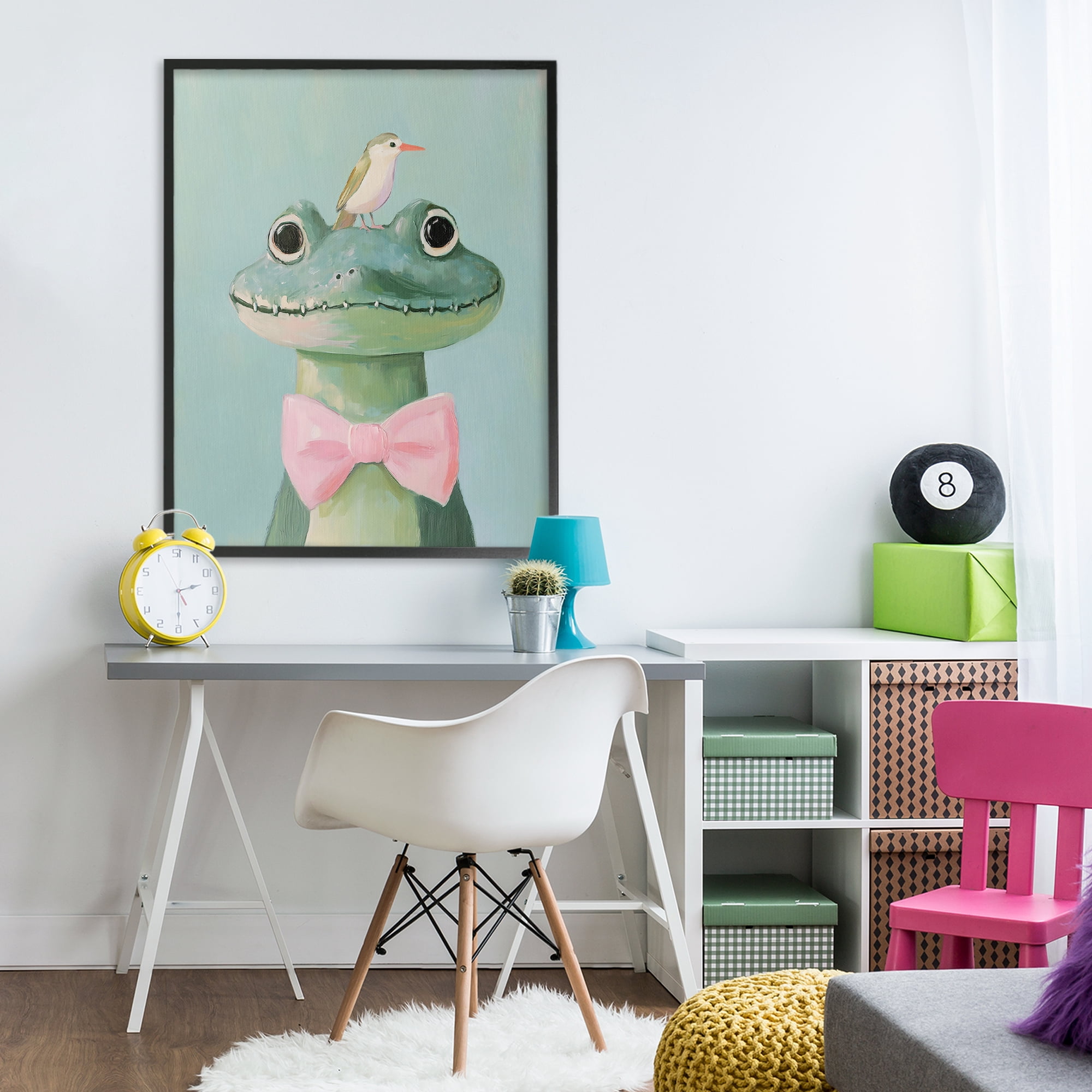 Stupell Industries Crocodile & Bird with Bowtie Black Framed Giclee Art, design by The Prints Vibe