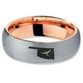 thumbnail image 2 of Tungsten Oklahoma Sooner State Bird Flying Band Ring 7mm Men Women Comfort Fit 18k Rose Gold Dome Brushed Gray Polished, 2 of 4