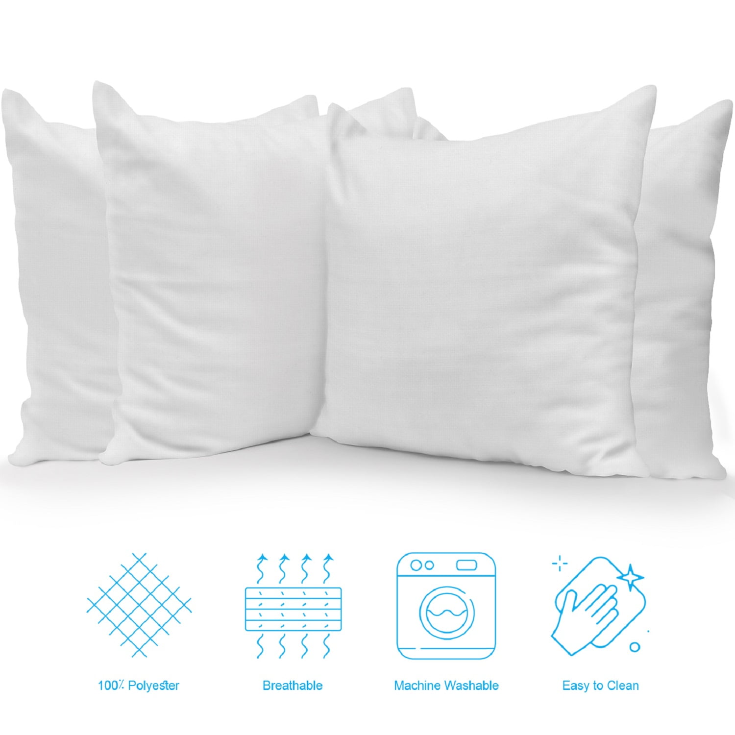DELUXE ---- 18X18 --- Standard Throw Pillow Inserts ---- Set of 4