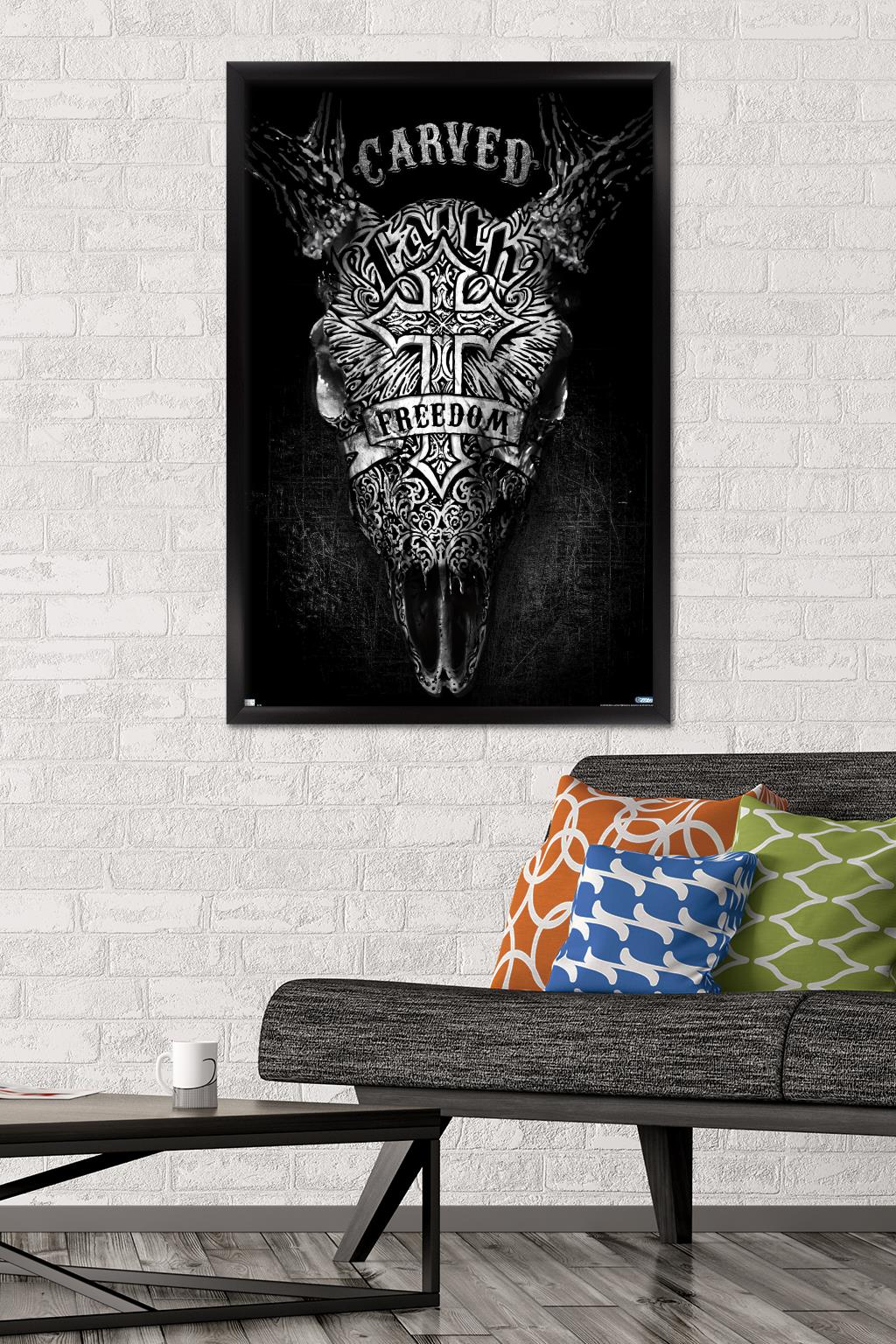 Jim Baldwin - Carved Faith Skull Wall Poster, 22.375" x 34" Framed