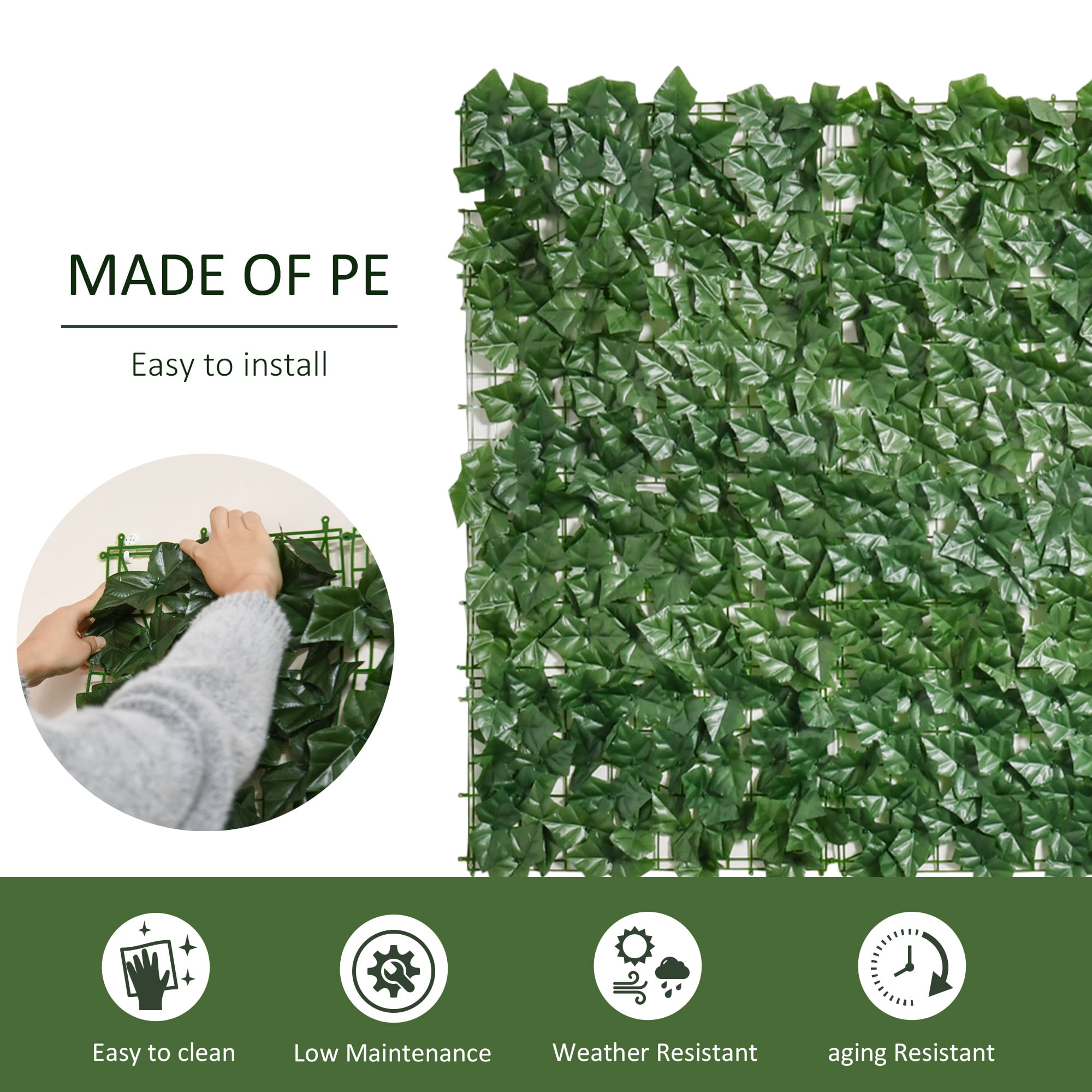 Artificial Grass Wall Panels, Dark Green Ivy Greenery Backdrop for Indoor Outdoor Garden Fence Backyard Privacy Decor