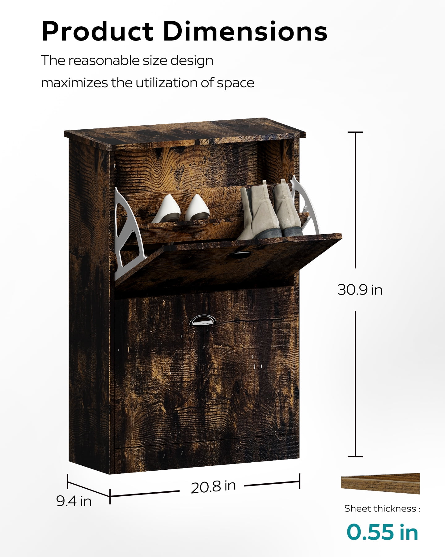 Wooden Narrow Entryway Shoe Storage Cabinet — Rickle.