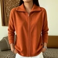 thumbnail image 2 of Sewkxo Women's Lightweight Warm Zip Up Long Sleeve Soft Plush Jacket Casual Faux Fur Lapel Collar Zipper Coat Fall Winter Clothes,Saffron M, 2 of 5