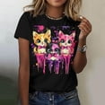 thumbnail image 2 of Women's Plus Size Valentine's Day T-Shirt Cute Cat Printed Short Sleeve Graphic Tee Festive Casual Top,XXL,E, 2 of 5