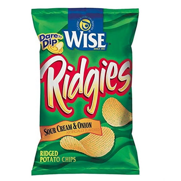 Wise Snacks Ridgies Potato Chips, Sour Cream and Onion 4.25 Ounce (36 Count), Gluten Free