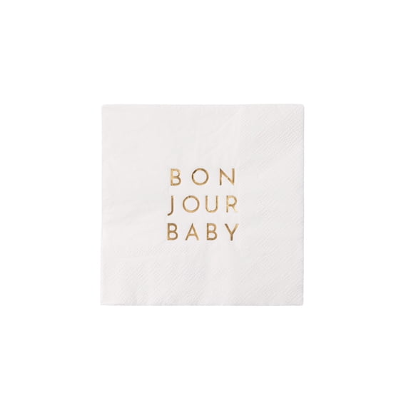 Bonjour Baby Blanc White Cocktail Napkins - 20ct