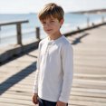 thumbnail image 5 of OGLCCG Boys Henley Shirt Long Sleeve 3 Button Crewneck Fall Tees Casual Pullover Top for School(White,12-13 Years), 5 of 8