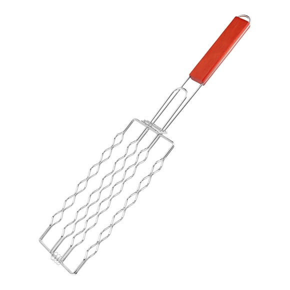 Cesta de acero inoxidable para asar salchichas y perritos calientes.Antiadherente.Clip para pescado a la parrilla.Plegable y con cierre para asar hamburguesas,filetes,verduras y camarones.