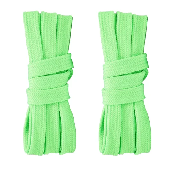 2pair Double Layers Flat Shoelaces Light Green for Sneakers 45 54 60 63 72 Inch