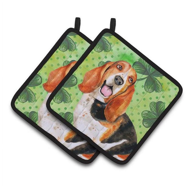 Caroline's Treasures BB9878PTHD Basset Hound St.Patricks Paire de Porte-Pots