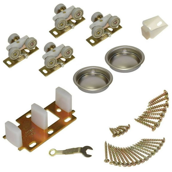 Johnson Hardware Jh13313812 138F Series Hardware Set For 1-3/8" Bypass Doors - Brass /