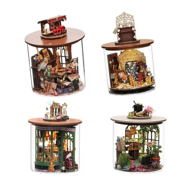 4 botellas de sueños en miniatura para casa de muñecas, accesorios artesanales para niños. Estilo D