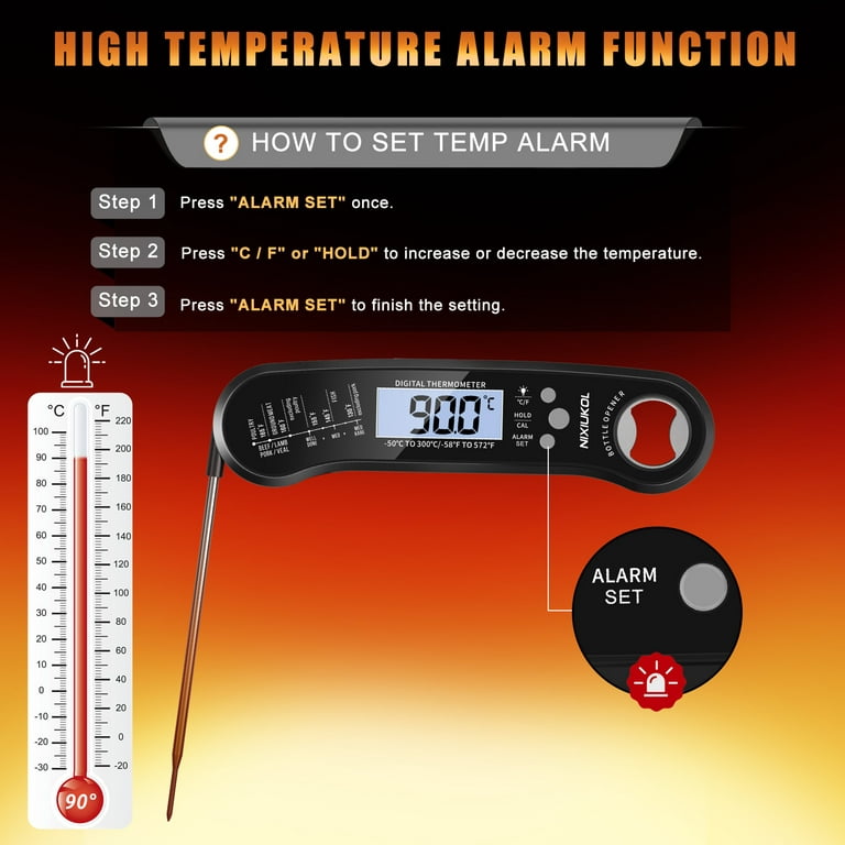 Waterproof Digital Instant Read Meat Thermometer with Folding
