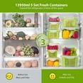 thumbnail image 3 of Czcpp- Lot de 5 Contenants de Stockage d'Aliments Frais Réfrigérateur, Micro-Ondes et Lave-Vaisselle Sûr Boîte de Conservation des Produits avec Poignée, Paniers de Drainage et Couvercle, Garde-Frais Sans BPA Organisateur de Réfrigérateur pour Fruits, Légumes, Vert, 3 of 4