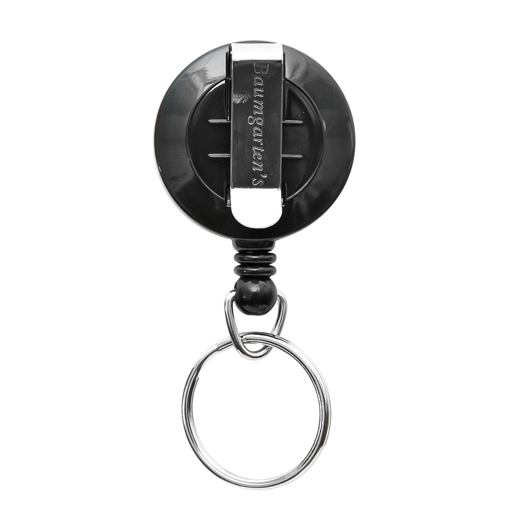 SICURIX Standard Round ID Badge Reel with Belt Clip & Key Ring, Black, Pack of 6