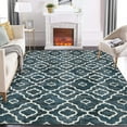 thumbnail image 3 of Aoile 9x12 Area Rug, Moroccan Vintage Washable Rug, Non-Slip & Non-Shedding Print Floor Carpet for Room, Blue, 3 of 10