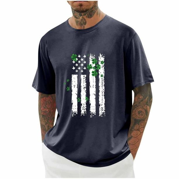 Camisetas de Manga Larga para Hombre Algodón Impresión Cuello Redondo Blusas de Moda Casual