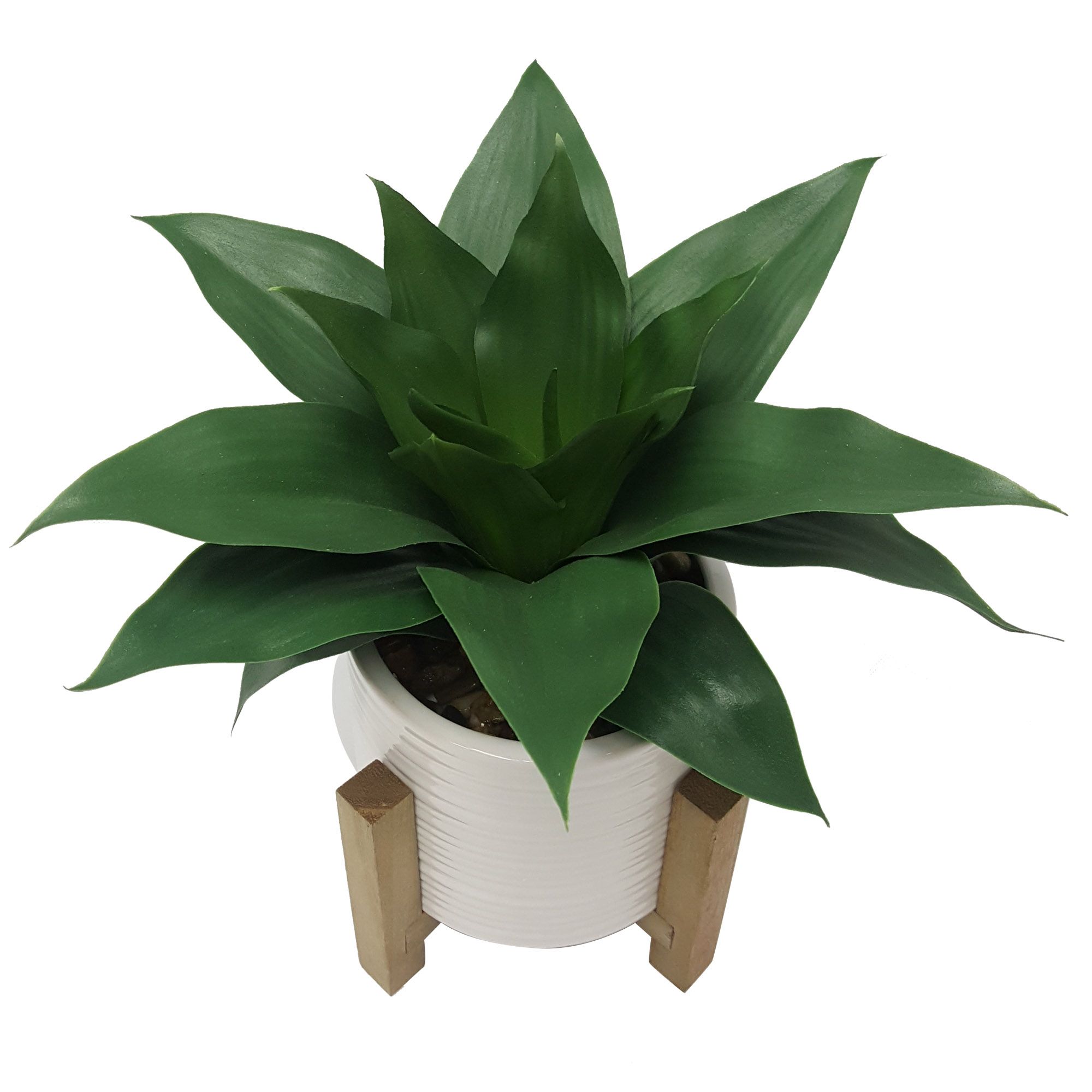 Better Homes & Gardens 10" Artificial Agave Plant in White Ceramic Pot with Wood Stand - image 4 of 7