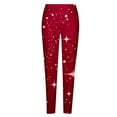 thumbnail image 4 of Jalioing Padded Leggings for Women Fleece Lined Thicken Bottoms Fashion Printed Thermal Skinny Pant (XX-Large, Red), 4 of 5