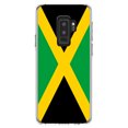 thumbnail image 1 of DistinctInk Clear Shockproof Hybrid Case for Samsung Galaxy S9+ PLUS (6.2" Screen) - TPU Bumper, Acrylic Back, Tempered Glass Screen Protector - Jamaica Flag Black Green Yellow - Jamaica, 1 of 5