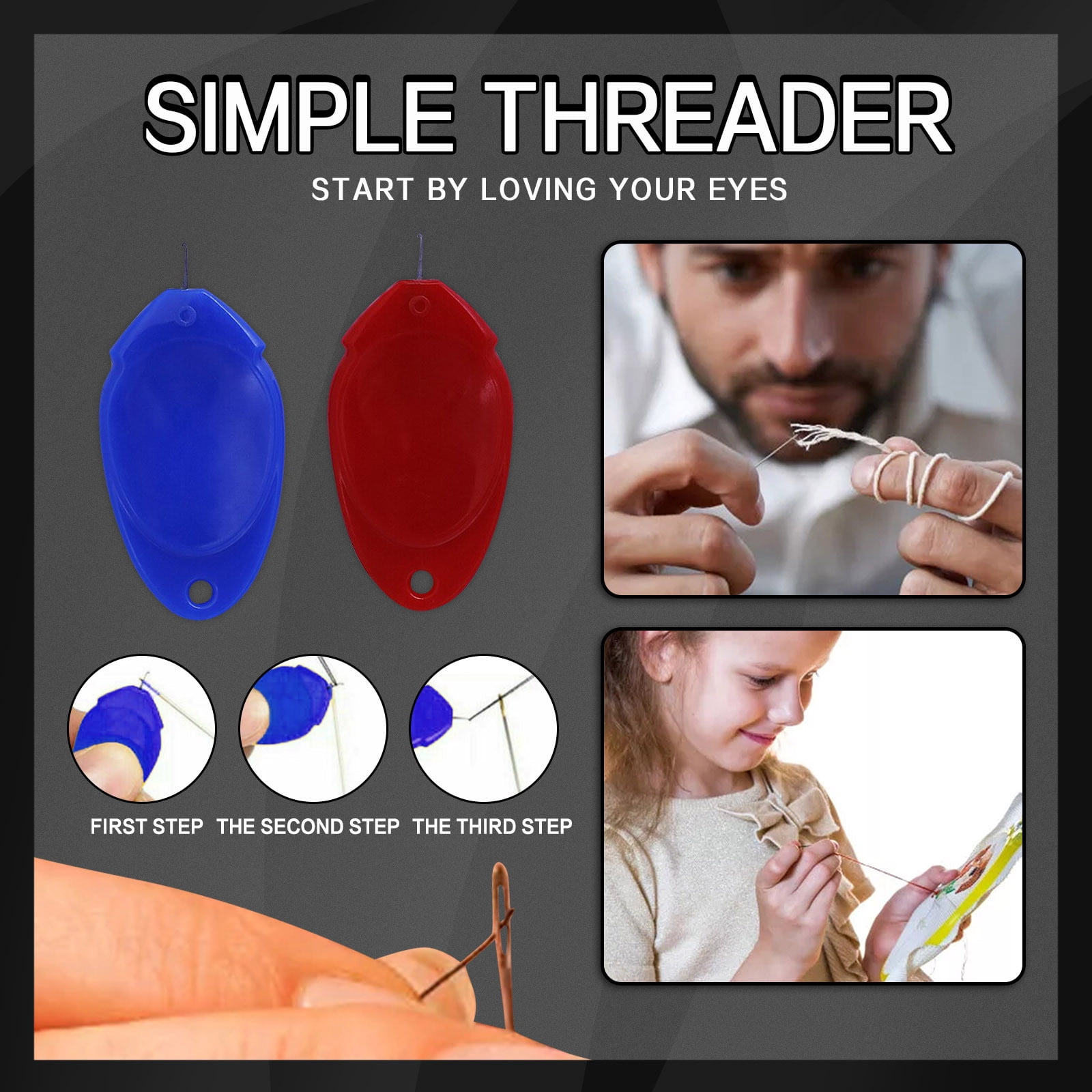 Needle Threader Simple Needle Threading Hand or Machine Threading Set of 10 
