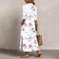 thumbnail image 6 of Guieoi Womens Dresses Plus Size Collared 3/4-Sleeve Side-Slit Floral Print Dress with Pockets Pink XXXXXL, 6 of 7