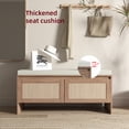 thumbnail image 3 of Atumcto Entryway Storage Bench with Cushion, Rattan Door Shoe Cabinet with Storage for Hallway, Living Room, Natural, 3 of 9
