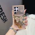 thumbnail image 6 of for Samsung Galaxy S25 Ultra Case with Kickstand, Foldable Butterfly Woman Girls Bling Diamond Mirror Back Golden Plated Shockproof Protection Soft Elegant Cute Cover for S25 Ultra 6.9", Pink, 6 of 11