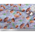 thumbnail image 2 of Soimoi Blue polyester Crepe Fabric Apricot, polyester & Oaknut Fruits Printed Fabric 1 Yard 42 Inch Wide, 2 of 3